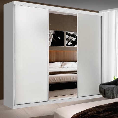 Guarda Roupa Casal Premium Sky 205,9cm com Espelho 3 Portas 4 Gavetas Yescasa