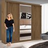 Guarda Roupa Casal Premium Sky 205,9cm com com Espelho 3 Portas 4 Gavetas Espresso      - 8
