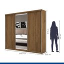 Ver imagem 6 de Guarda-Roupa Casal 3 Portas de Correr 4 Gavetas e 3 Espelhos Sky Yescasa Marrom/Freijó