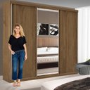 Ver mais imagens de Guarda-Roupa Casal 3 Portas de Correr 4 Gavetas e 3 Espelhos Sky Yescasa Marrom/Freijó