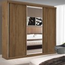 Ver imagem 1 de Guarda-Roupa Casal 3 Portas de Correr 4 Gavetas e 3 Espelhos Sky Yescasa Marrom/Freijó