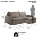 Ver imagem 6 de Sofá Cama Amsterdã Caixa Zero 200m Retrátil e Reclinável com Almofadas Soltas - Movenzo Estofados