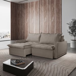 Sofá Cama Amsterdã Caixa Zero 200m Retrátil e Reclinável com Almofadas Soltas - Movenzo Estofados