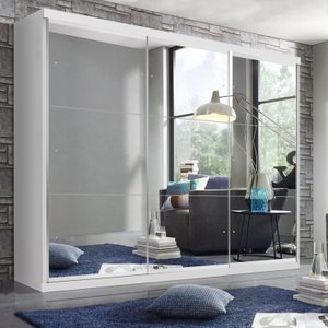 Guarda Roupa Casal Premium Elle 205,9cm com Espelho 3 Portas 4 Gavetas Espresso Móveis    