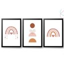 Ver imagem 1 de Kit com 3 Quadros Decorativos Arco-íris Escandinavo Moldura: Preta