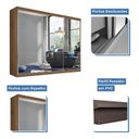 Ver imagem 3 de Guarda Roupa Casal Premium Elle 205,9cm com Espelho 3 Portas 4 Gavetas Yescasa Marrom/Freijó