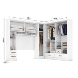 Quarto Modulado Casal Completo 4 Peças 5 Portas 4 Gavetas com Maleiro Smart Plus - 6