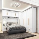 Ver imagem 1 de Quarto Modulado Casal Completo 4 Peças 5 Portas 4 Gavetas com Maleiro Smart Plus Yescasa Branco