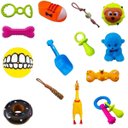 Ver imagem 1 de Kit 12 Brinquedos Borracha Mordedor Corda para Pet Cachorro Dog Variados e Pá para Ração