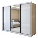 Ver imagem 3 de Guarda Roupa Casal com Espelho Premium Liv 3 Portas de Correr e 6 Gavetas 242cm Yescasa Branco