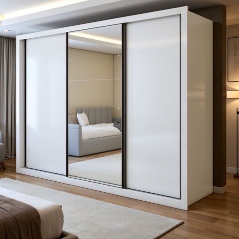 Guarda Roupa Casal Premium Liv 242cm com Espelho 3 Portas 6 Gavetas Yescasa