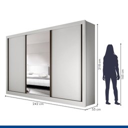 Guarda Roupa Casal Premium Liv 242cm com Espelho 3 Portas 6 Gavetas Espresso Móveis     - 6