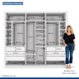 Guarda Roupa Casal Premium Liv 242cm com Espelho 3 Portas 6 Gavetas Espresso Móveis     - 7