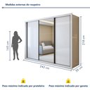 Ver imagem 4 de Guarda Roupa Casal Premium Liv 242cm com Espelho 3 Portas 6 Gavetas Yescasa