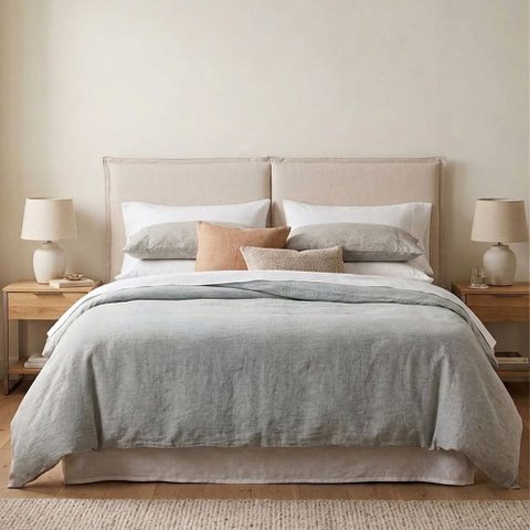 Cabeceira Dobrável Perro Design Estofada 1,38m para Cama Casal Box Bege