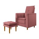 Ver imagem 1 de Poltrona de Amamentação Quarto Infantil com Puff Kate Pés Palito Veludo Rosê - New Belle Kate Dia da