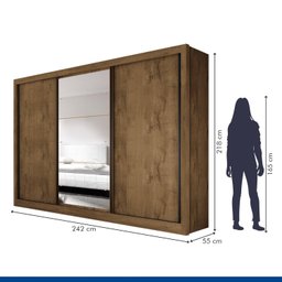  Guarda Roupa Casal Premium Liv 242cm com Espelho 3 Portas 6 Gavetas Espresso Móveis     - 6