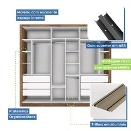  Guarda Roupa Casal Premium Liv 242cm com Espelho 3 Portas 6 Gavetas Espresso Móveis     - 5