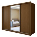 Ver imagem 3 de Guarda Roupa Casal com Espelho Premium Liv 3 Portas de Correr e 6 Gavetas 242cm Yescasa Marrom/Freijó