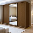Ver imagem 1 de Guarda Roupa Casal com Espelho Premium Liv 3 Portas de Correr e 6 Gavetas 242cm Yescasa Marrom/Freijó