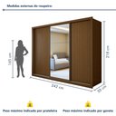Ver imagem 4 de Guarda Roupa Casal com Espelho Premium Liv 3 Portas de Correr e 6 Gavetas 242cm Yescasa Marrom/Freijó