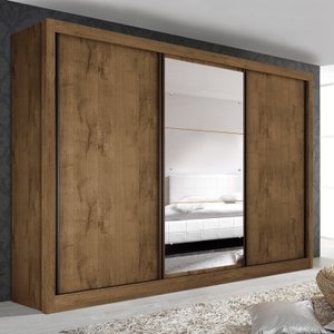  Guarda Roupa Casal Premium Liv 242cm com Espelho 3 Portas 6 Gavetas Espresso Móveis    