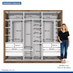  Guarda Roupa Casal Premium Liv 242cm com Espelho 3 Portas 6 Gavetas Espresso Móveis     - 7
