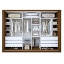 Ver imagem 5 de Guarda Roupa Casal com Espelho Premium Liv 3 Portas de Correr e 6 Gavetas 242cm Yescasa Marrom/Freijó