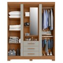Ver imagem 2 de Guarda Roupa Solteiro Capelinha Premium 3 Portas de Bater 3 Gavetas Bege/Cinamomo/Areia