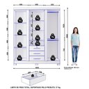 Ver imagem 3 de Guarda Roupa Solteiro Capelinha Premium 3 Portas de Bater 3 Gavetas Bege/Cinamomo/Areia