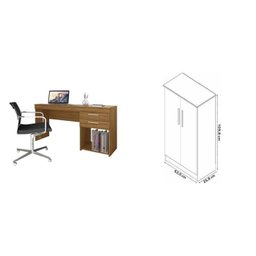 Kit 2 Peças para Escritório com Escrivaninha 120cm e Armário Multiuso  - 5