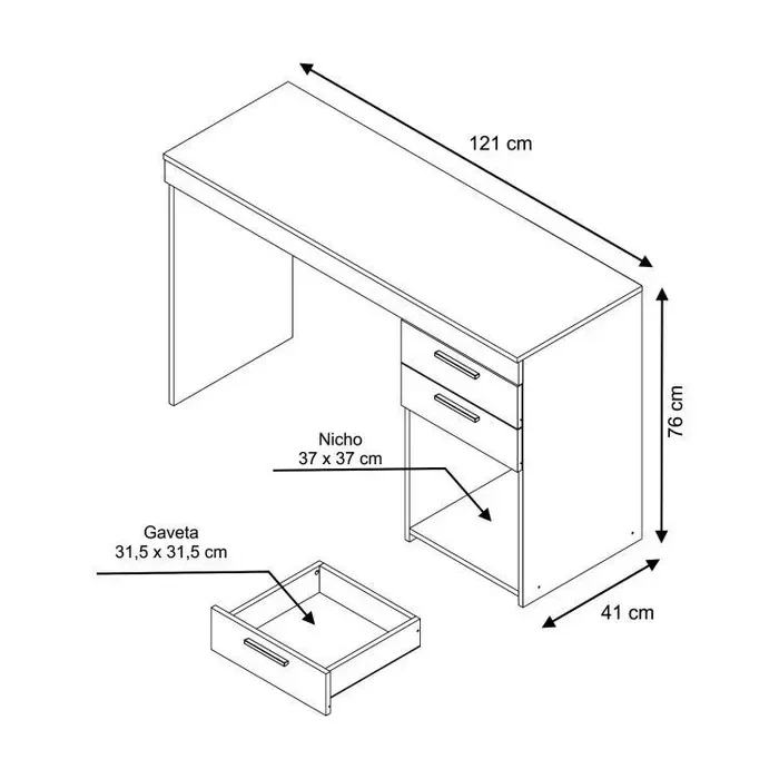 Ver imagem 3 de Kit 2 Peças para Escritório com Escrivaninha 120cm e Armário Multiuso