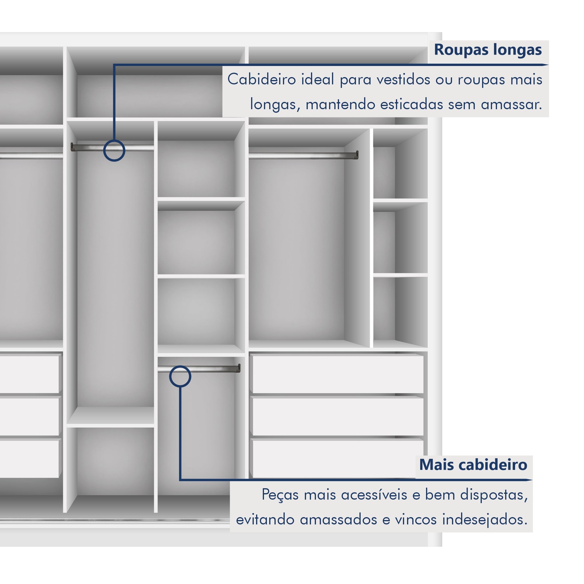 Guarda Roupa Casal Premium Lux 242cm com Espelho 3 Portas 6 Gavetas Espresso Móveis     - 8