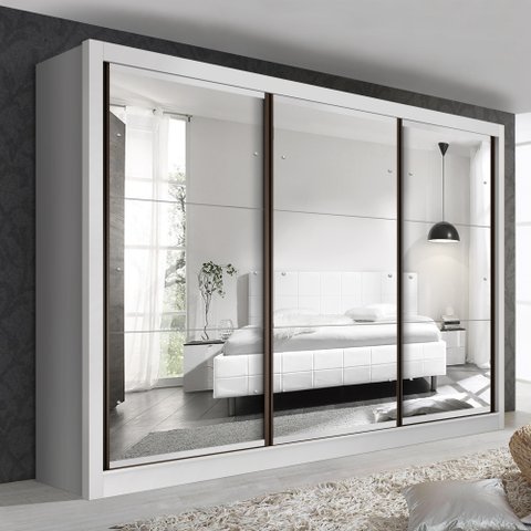 Guarda Roupa Casal Premium Lux 242cm com Espelho 3 Portas 6 Gavetas Espresso Móveis