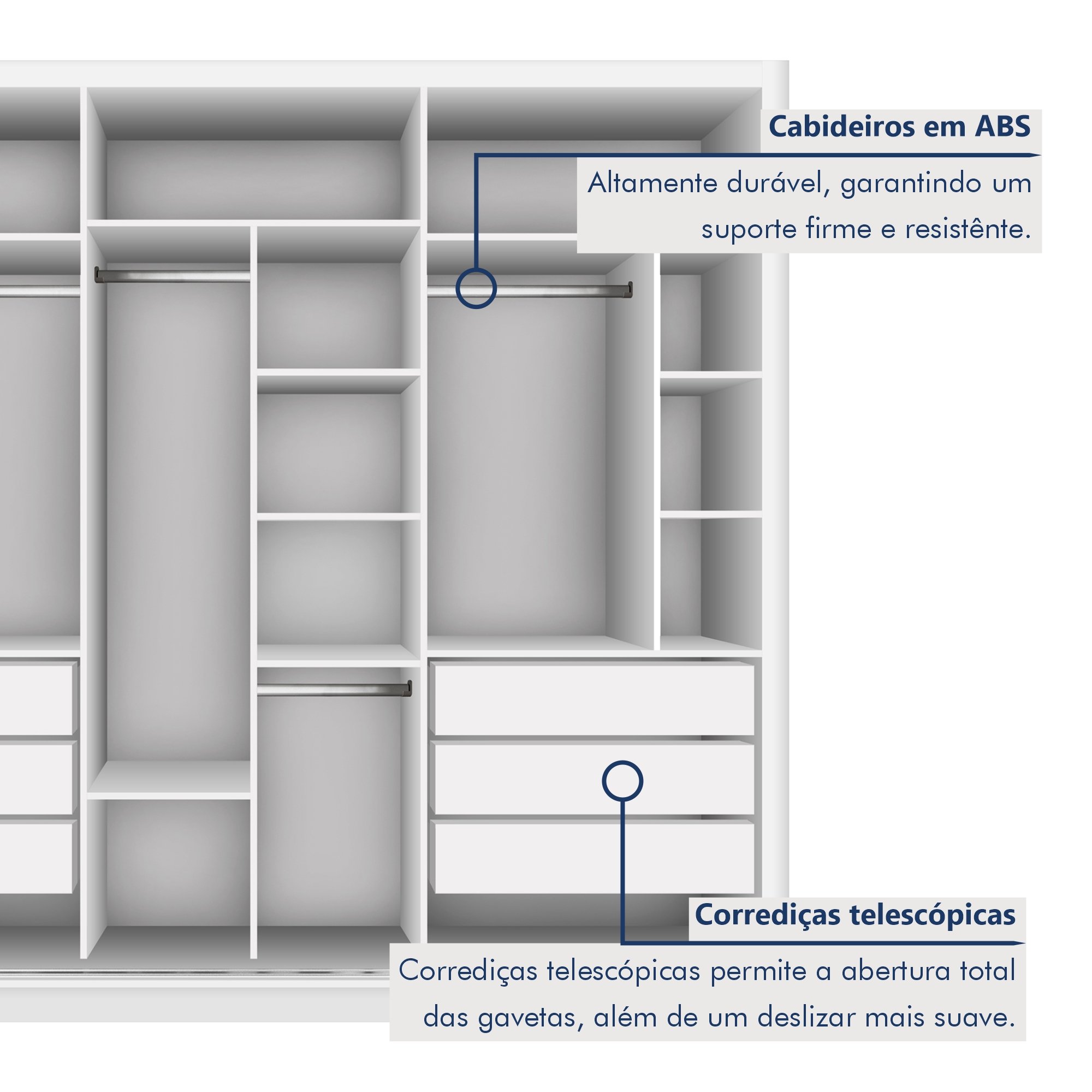 Guarda Roupa Casal Premium Lux 242cm com Espelho 3 Portas 6 Gavetas Espresso Móveis     - 5