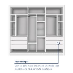 Guarda Roupa Casal Premium Lux 242cm com Espelho 3 Portas 6 Gavetas Espresso Móveis     - 9