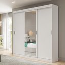 Ver imagem 1 de Guarda Roupa Casal 3 Portas 4 Gav Espelho Branco Carraro
