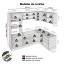 Ver imagem 3 de Armário de Cozinha Completa de Canto 416 Cm Rustic/branco Veludo Lux Madesa 01