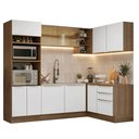 Ver imagem 2 de Armário de Cozinha Completa de Canto 416 Cm Rustic/branco Veludo Lux Madesa 01