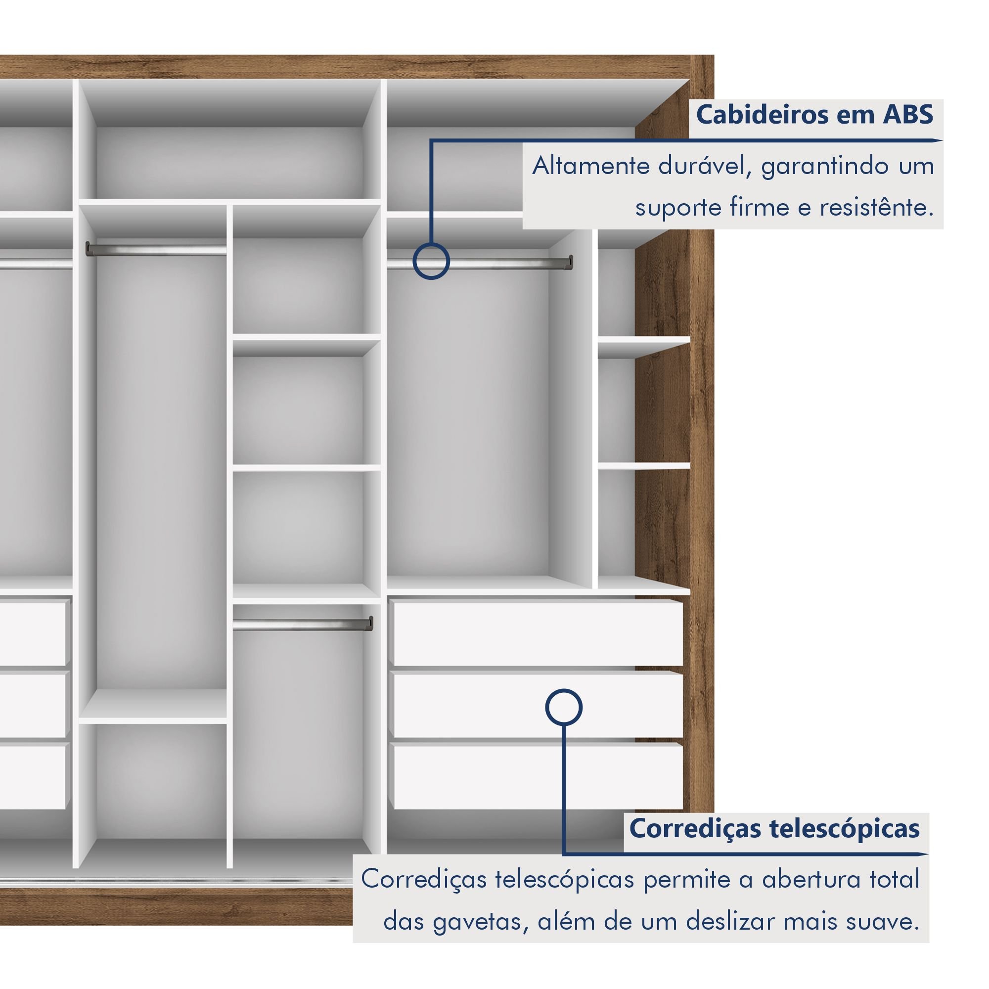 Guarda Roupa Casal Premium Lux 242cm com Espelho 3 Portas 6 Gavetas Espresso Móveis       - 5