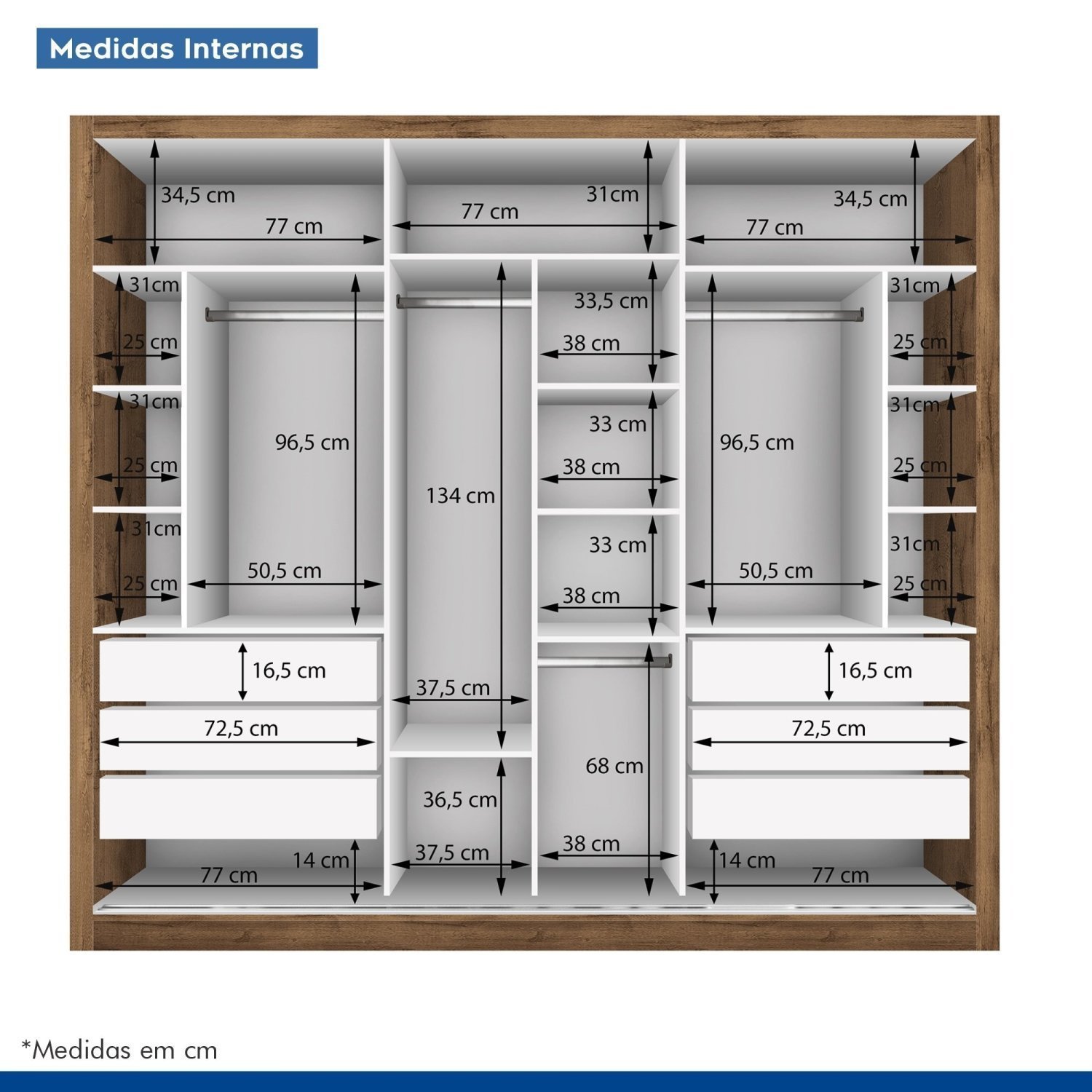 Guarda Roupa Casal Premium Lux 242cm com Espelho 3 Portas 6 Gavetas Espresso Móveis       - 7