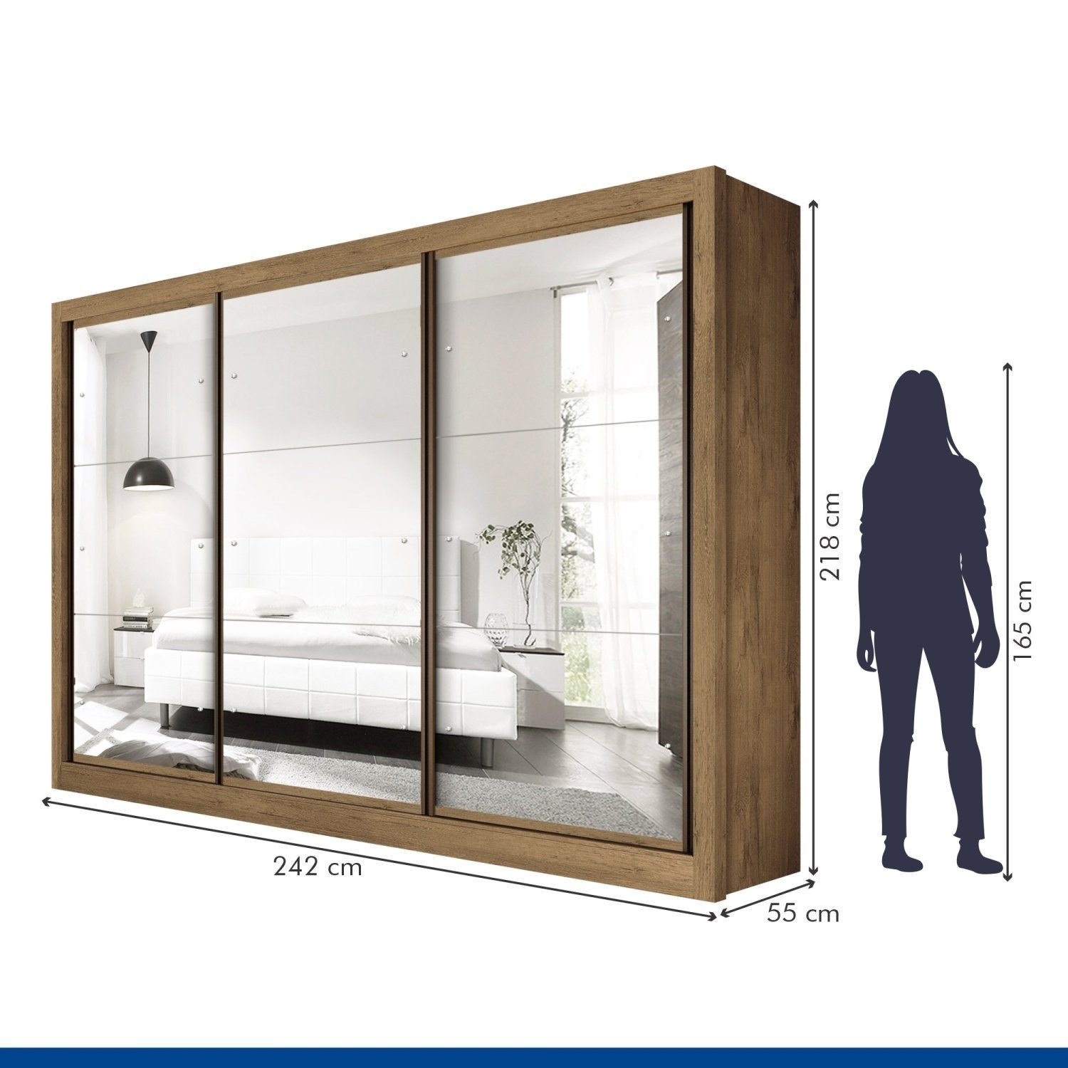 Guarda Roupa Casal Premium Lux 242cm com Espelho 3 Portas 6 Gavetas Espresso Móveis       - 6