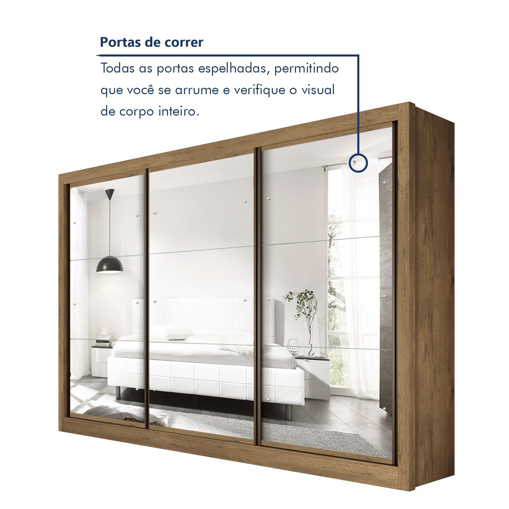 Guarda Roupa Casal Premium Lux 242cm com Espelho 3 Portas 6 Gavetas Espresso Móveis       - 4