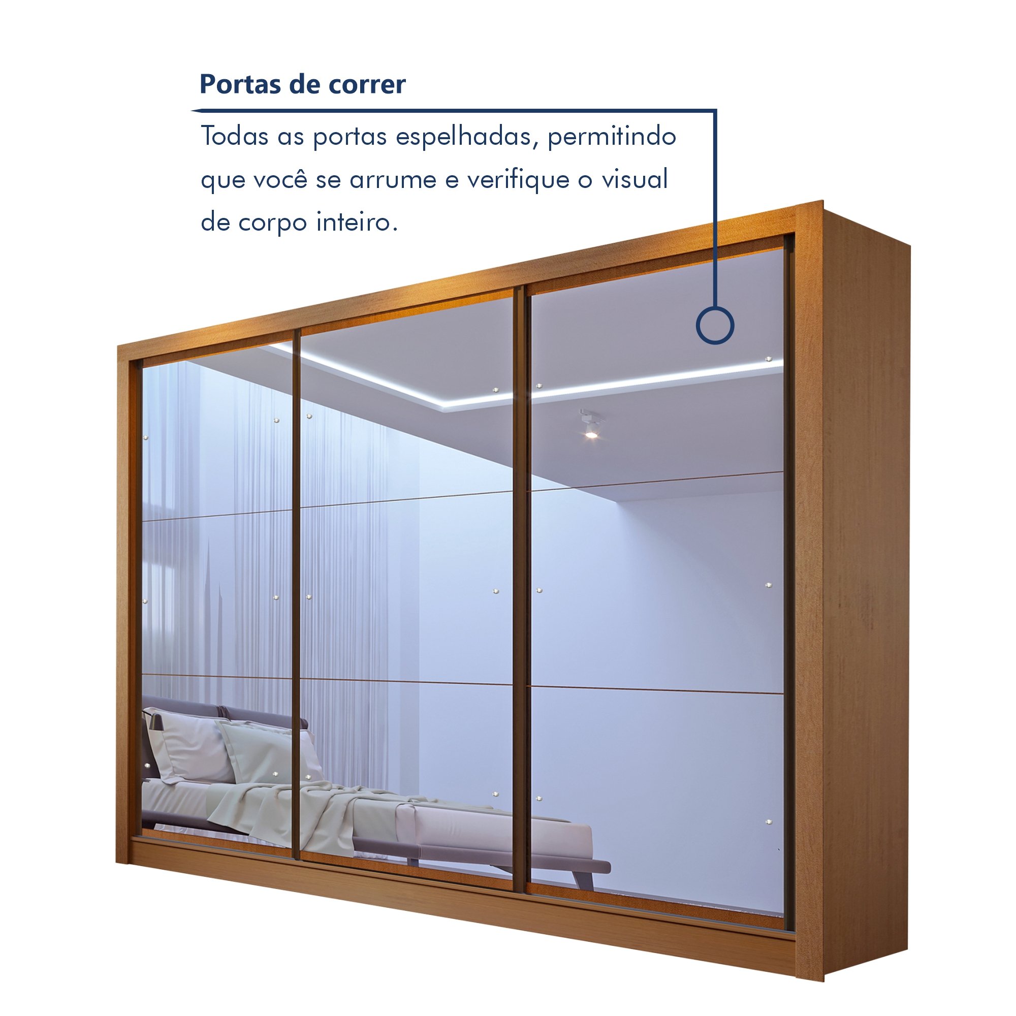 Guarda Roupa Casal Premium Lux 242cm com Espelho 3 Portas 6 Gavetas Espresso Móveis     - 4