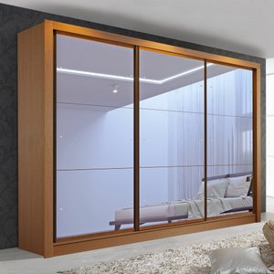 Guarda Roupa Casal Premium Lux 242cm com Espelho 3 Portas 6 Gavetas Espresso Móveis    
