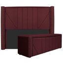 Ver imagem 1 de Kit Cabeceira E Calçadeira Baú Casal 140cm Suede Bordô