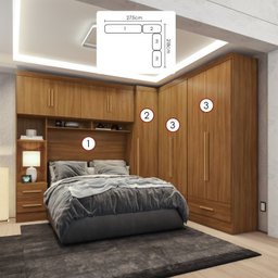 Quarto Modulado Casal Completo 4 Peças 5 Portas 4 Gavetas com Maleiro Smart Plus - 2