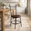 Ver imagem 1 de Cadeira para Mesa de Jantar Cozinha Estofada Industial Metal Estrutura Preto Liz:Marrom