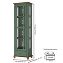 Ver imagem 4 de Cristaleira 1 Porta 1 Gaveta 3 Prateleiras Pés Torneados - Verde Kalle com Tampo e Base Imbuia Glaze