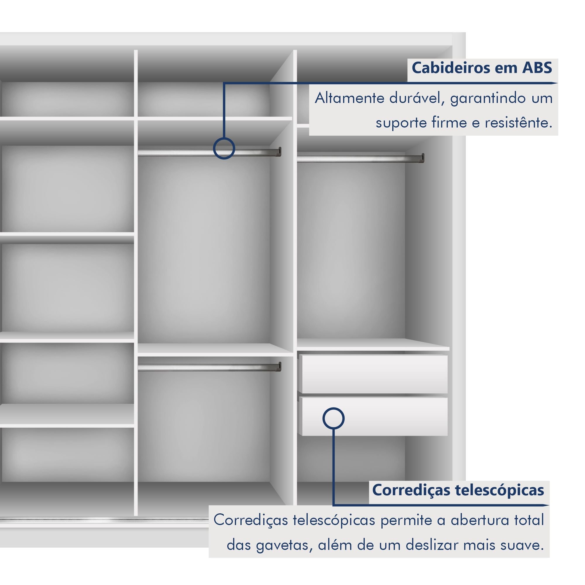 Guarda Roupa Casal Premium Liv 279,3cm 4 Portas 4 Gavetas Espresso Móveis - 3